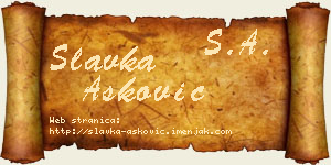 Slavka Ašković vizit kartica